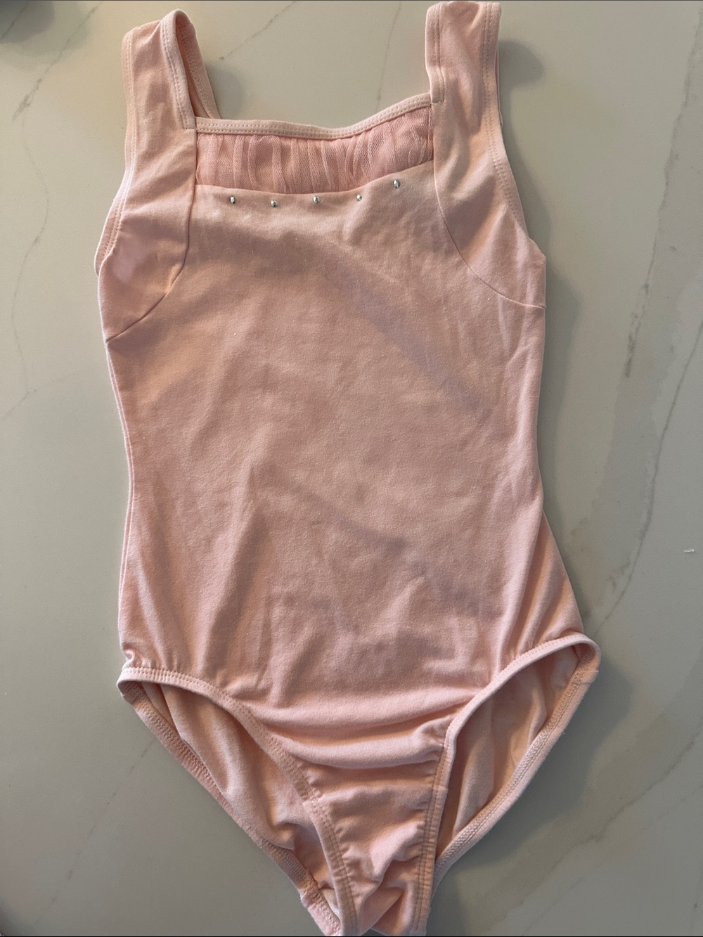 Danskin freestyle Light Pink Girls Sleeveless Leotard with Rhinestone Trim.